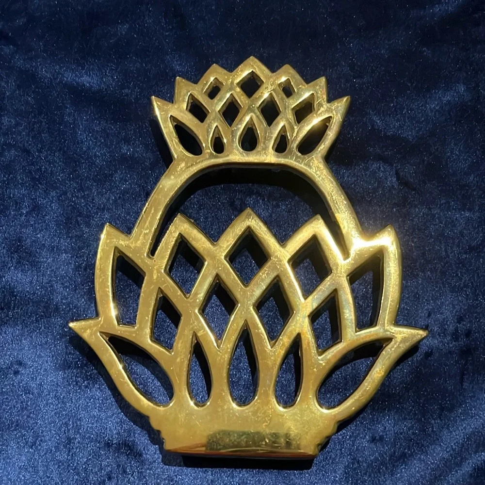 Newport Pineapple Trivet Virginia Metalcrafters Brass Vintage 1976 Discontinued